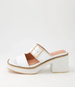 Hot Midas Shoes Jeddal White Leather Slides