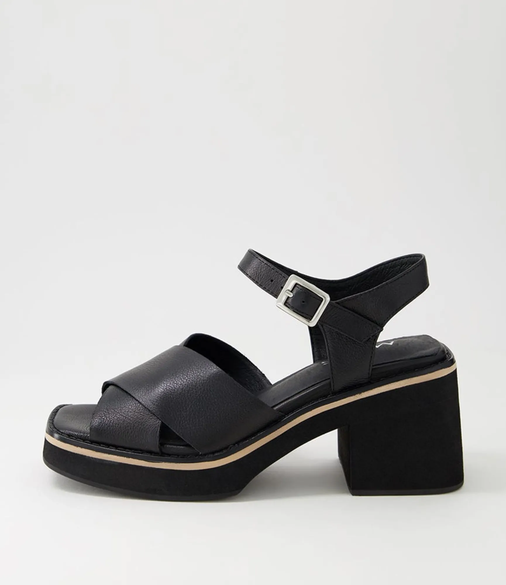 Cheap Midas Shoes Jeddie Black Leather Sandals