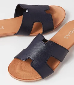 Outlet Midas Shoes Jevon Navy Leather Slides