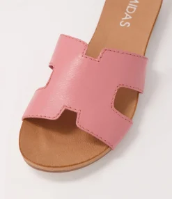 Hot Midas Shoes Jevon Pretty Pink Leather Slides