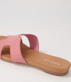 Hot Midas Shoes Jevon Pretty Pink Leather Slides