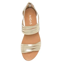 New Midas Shoes Jewel Pale Gold Leather