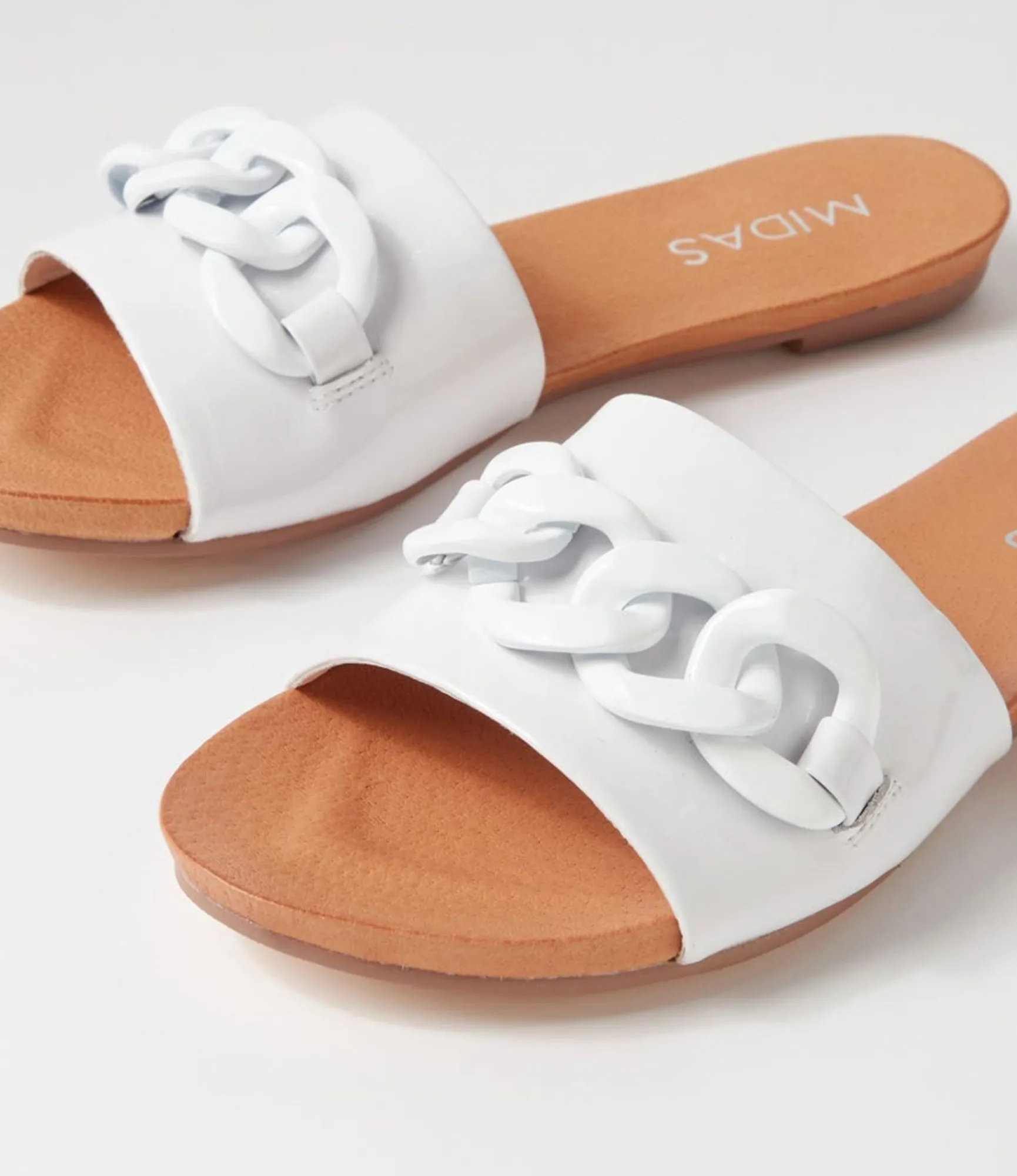 Online Midas Shoes Jimble White Patent Leather Slides