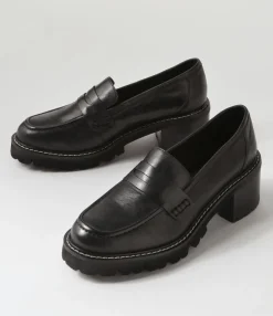 Hot Midas Shoes Jinner Black Leather Heels