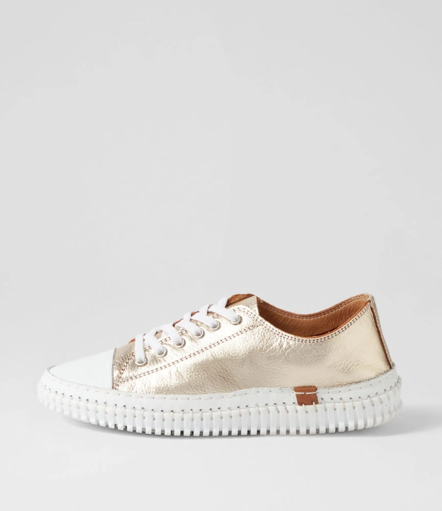 Sale Midas Shoes Jittery Pale Gold Leather Sneakers