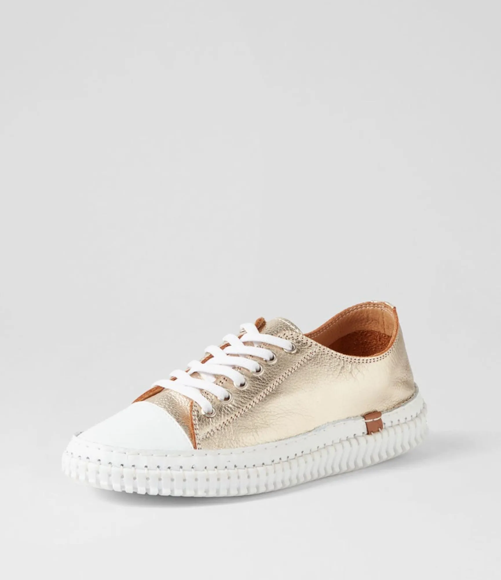 Sale Midas Shoes Jittery Pale Gold Leather Sneakers