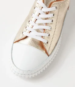 Sale Midas Shoes Jittery Pale Gold Leather Sneakers
