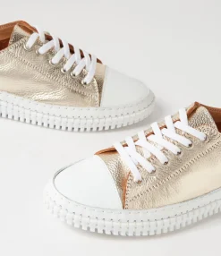 Sale Midas Shoes Jittery Pale Gold Leather Sneakers