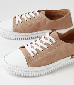 Cheap Midas Shoes Jittery Taupe Leather Sneakers