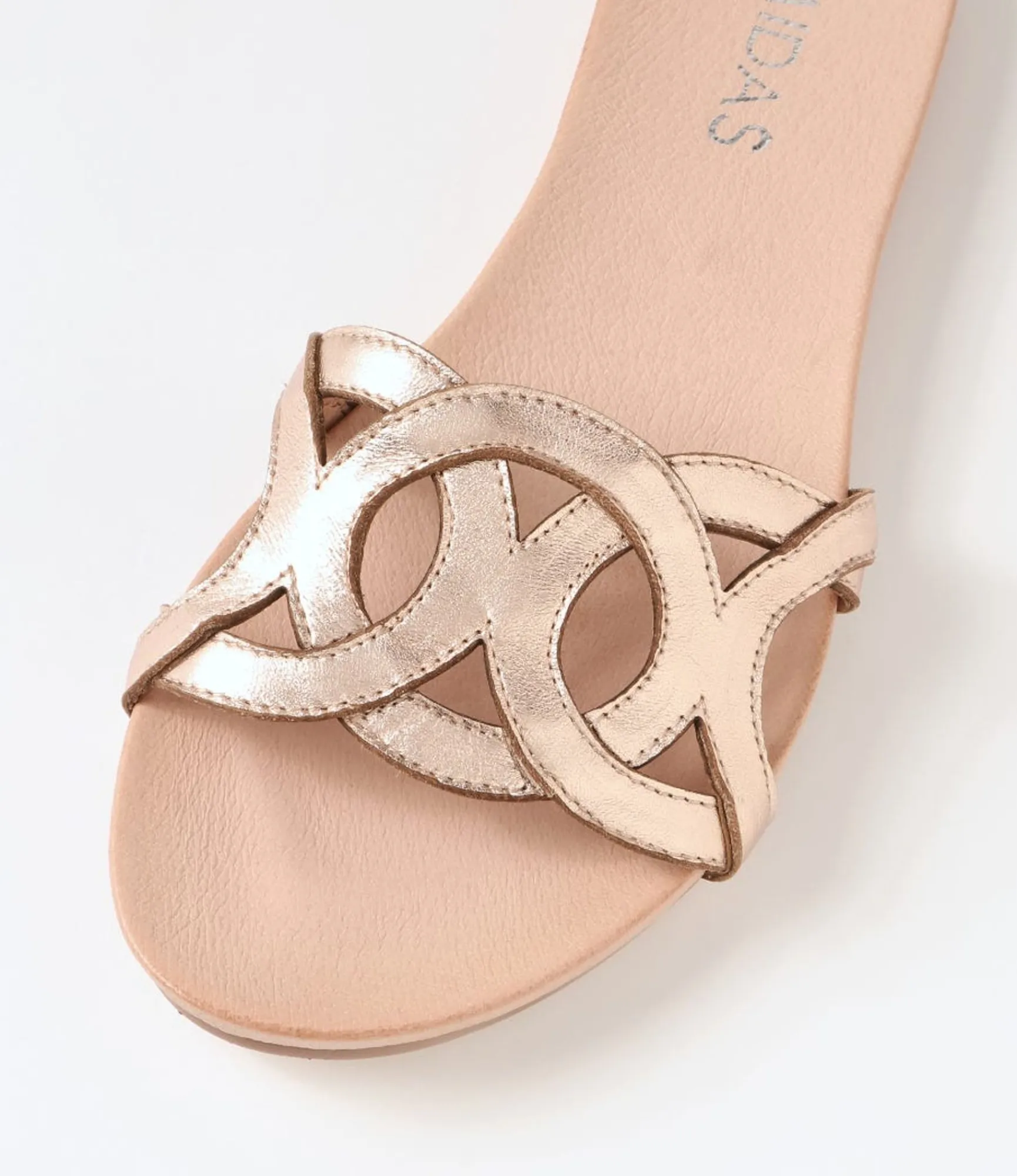 Best Sale Midas Shoes Jollys Pale Rose Gold Leather Slides