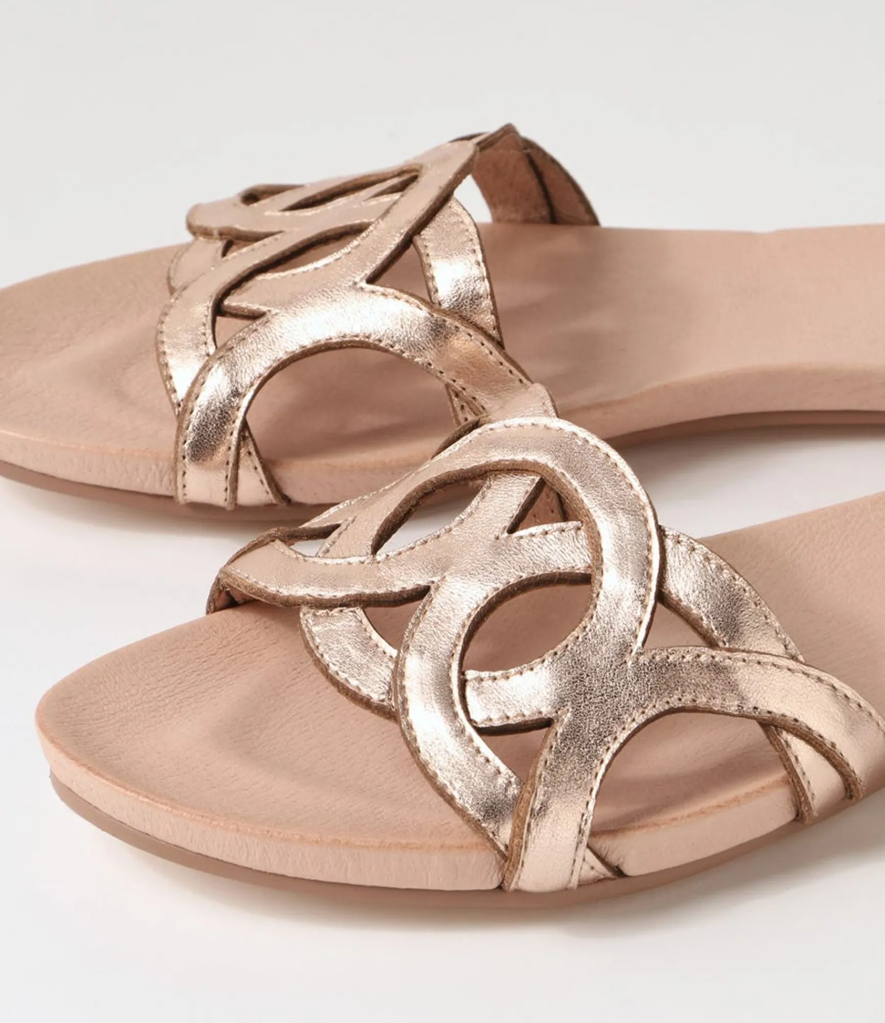 Best Sale Midas Shoes Jollys Pale Rose Gold Leather Slides