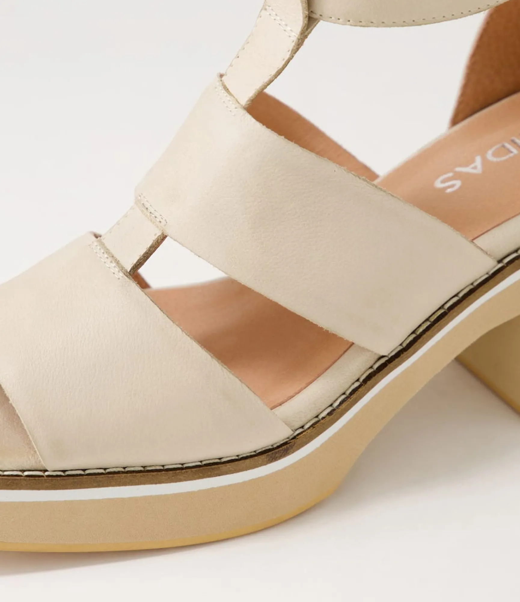 Online Midas Shoes Jonson Vanilla Leather Sandals