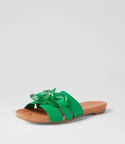 Best Midas Shoes Jovis Bright Emerald Leather Slides