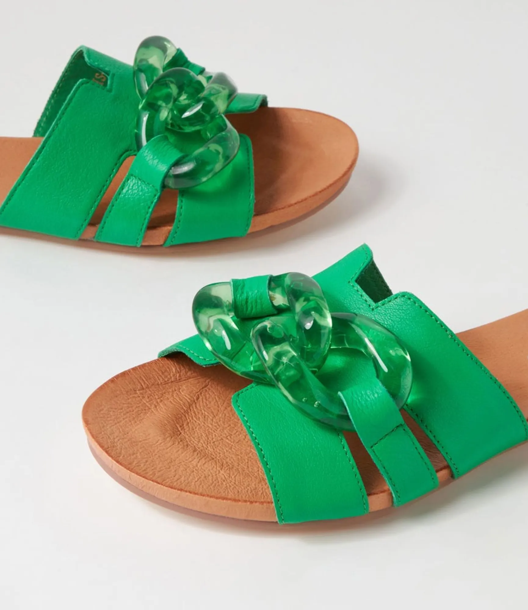 Best Midas Shoes Jovis Bright Emerald Leather Slides