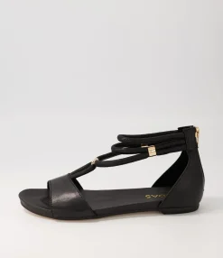 Sale Midas Shoes Juno Black Leather Sandals