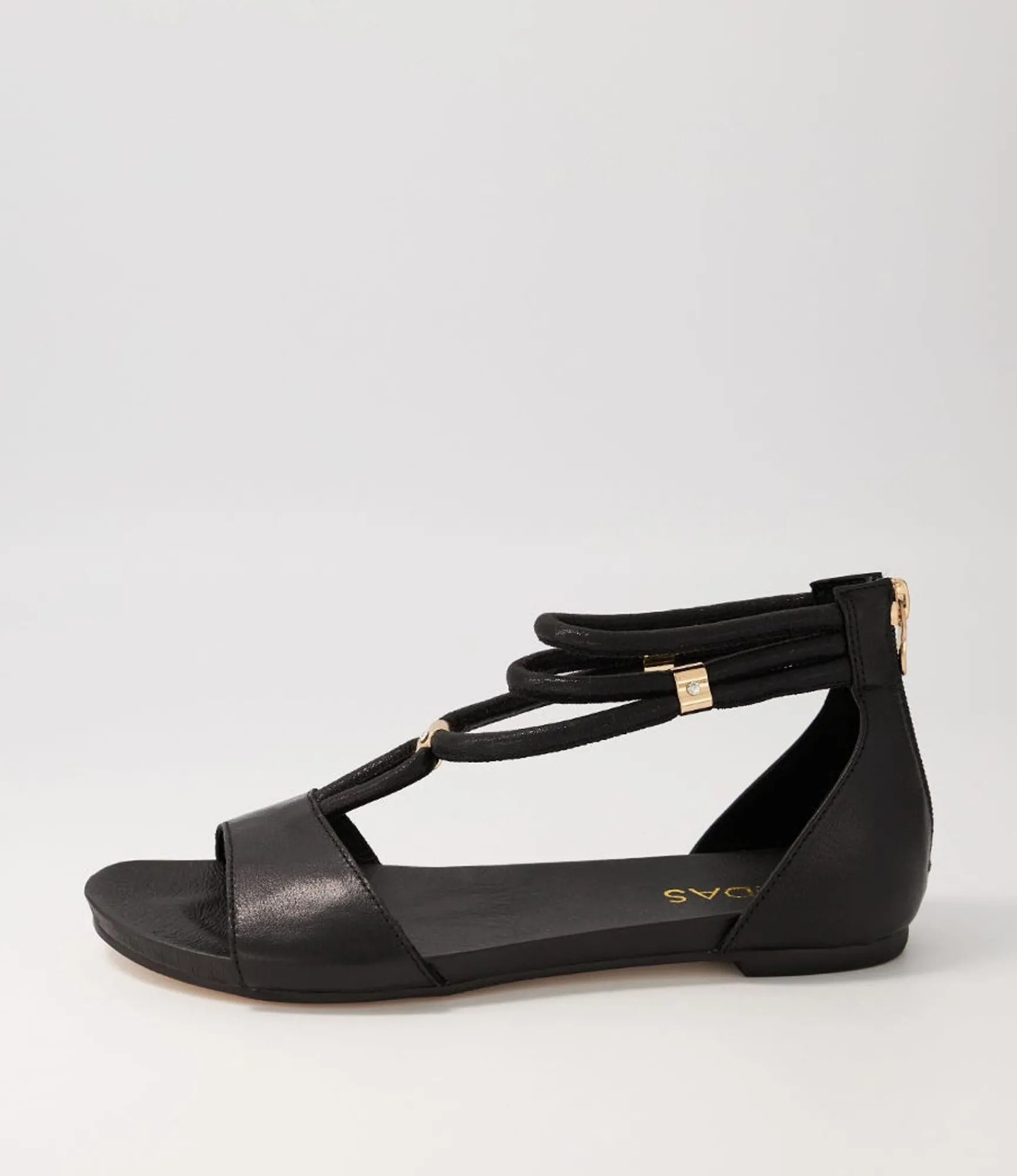 Sale Midas Shoes Juno Black Leather Sandals
