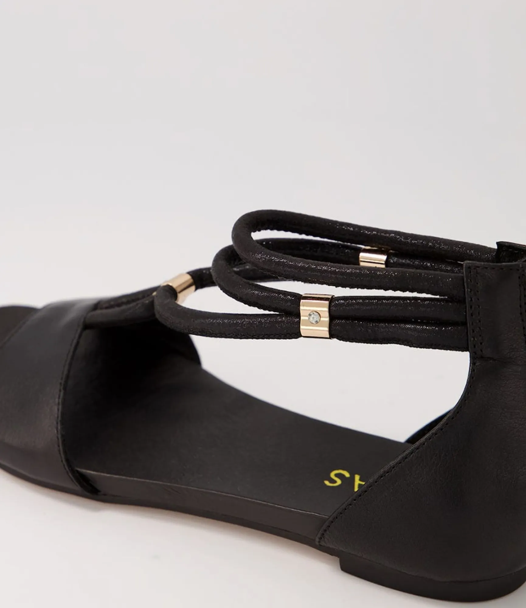 Sale Midas Shoes Juno Black Leather Sandals