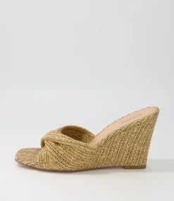 Fashion Midas Shoes Kacha Natural Syn Raffia Slides