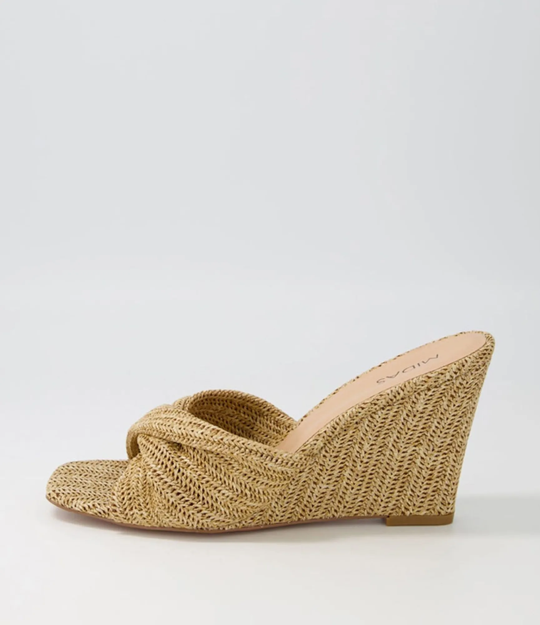 Fashion Midas Shoes Kacha Natural Syn Raffia Slides