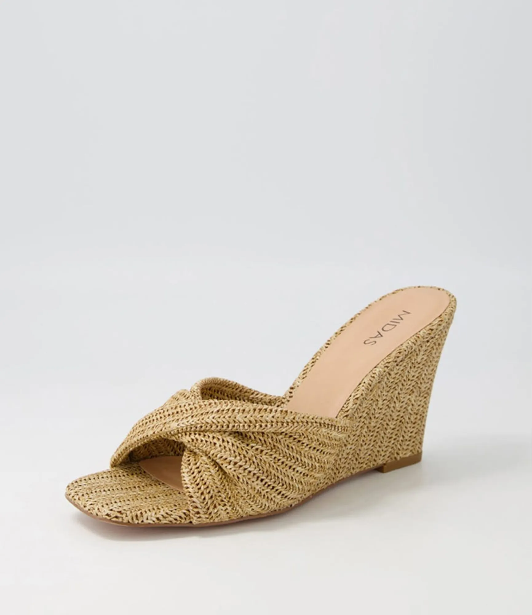 Fashion Midas Shoes Kacha Natural Syn Raffia Slides