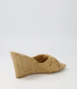 Fashion Midas Shoes Kacha Natural Syn Raffia Slides