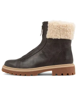 Clearance Midas Shoes Kalaxy Choc Sand Fur Rugged Leather Ankle Boots