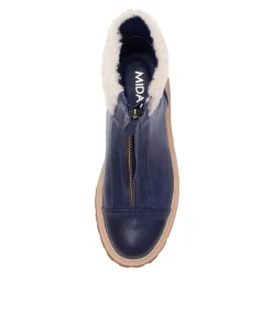 New Midas Shoes Kalaxy Sapphire Leather Sand Fur Ankle Boots