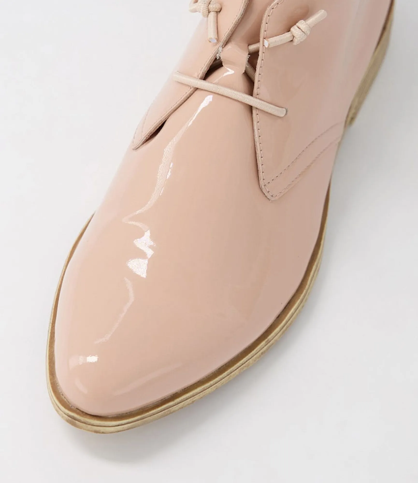 Online Midas Shoes Karah Nude Patent Leather Lace Up Flats