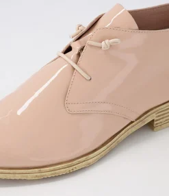 Online Midas Shoes Karah Nude Patent Leather Lace Up Flats