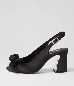 Cheap Midas Shoes Keke Black Satin Sandals