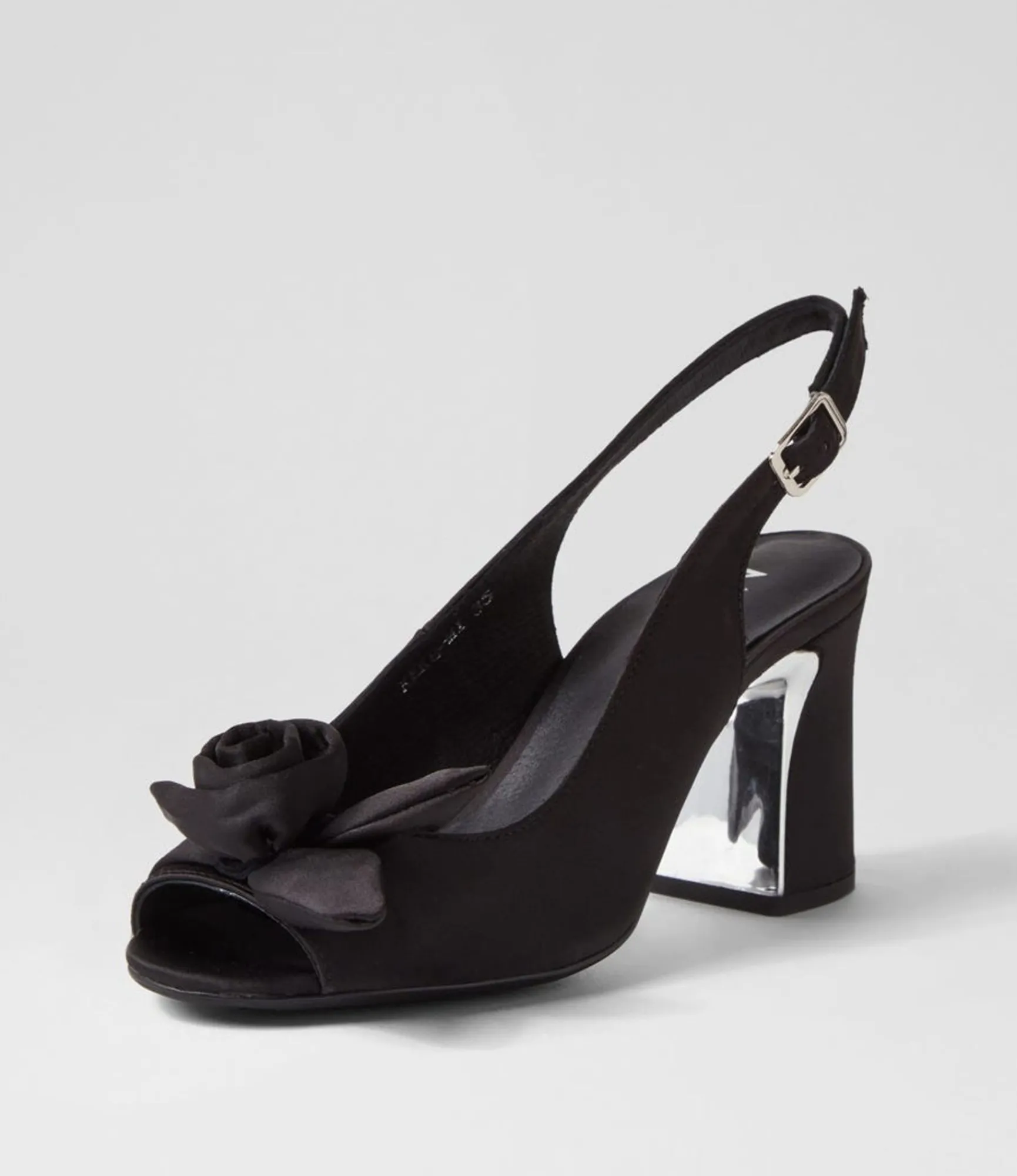 Cheap Midas Shoes Keke Black Satin Sandals