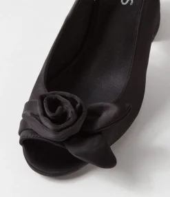 Cheap Midas Shoes Keke Black Satin Sandals