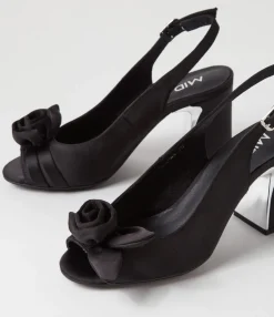 Cheap Midas Shoes Keke Black Satin Sandals