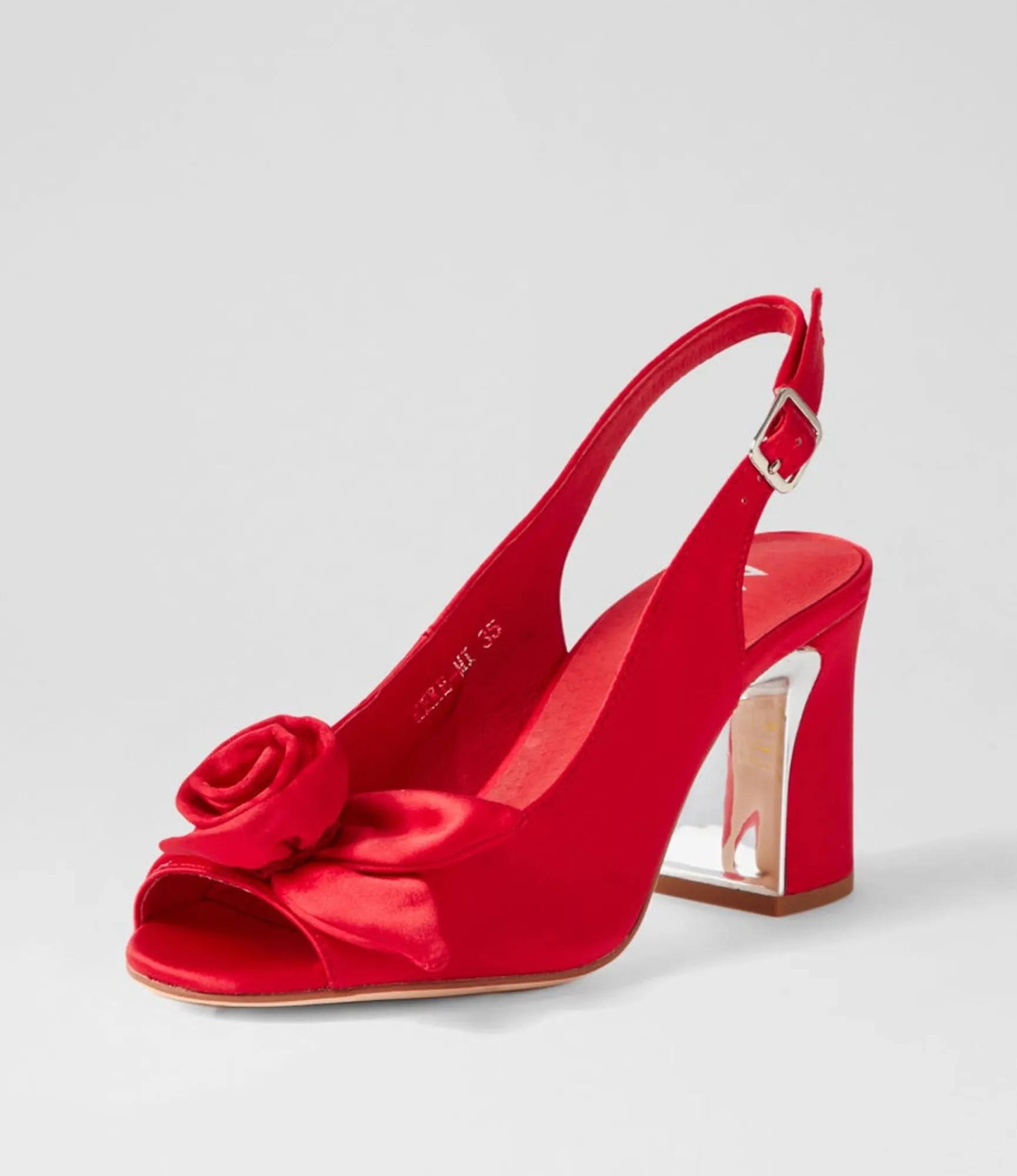 Online Midas Shoes Keke Red Satin Sandals