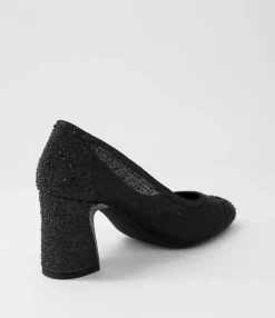 Sale Midas Shoes Kennies Black Shimmer Leather Mesh Heels