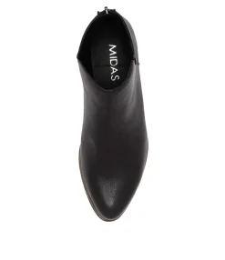 Discount Midas Shoes Kippy Black Leather Ankle Boots