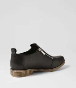 Discount Midas Shoes Koller Black Leather Flat Shoes