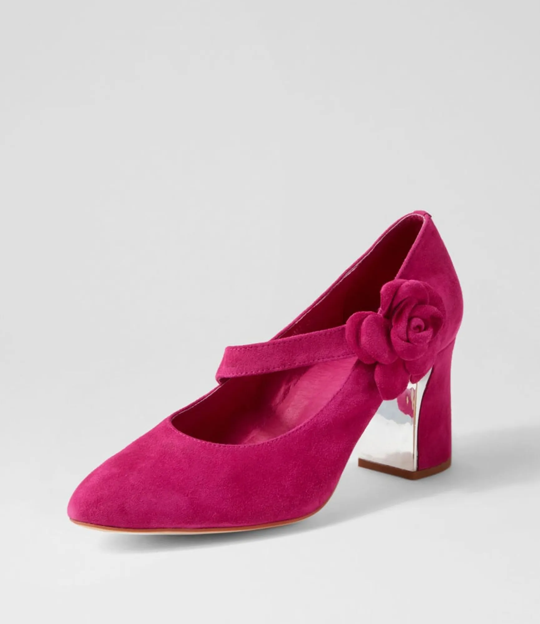Store Midas Shoes Kramer Fuchsia Suede Mary Jane Heels