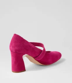 Store Midas Shoes Kramer Fuchsia Suede Mary Jane Heels