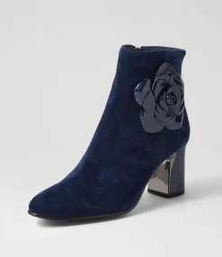 Clearance Midas Shoes Krysha Navy Suede Patent Ankle Boots