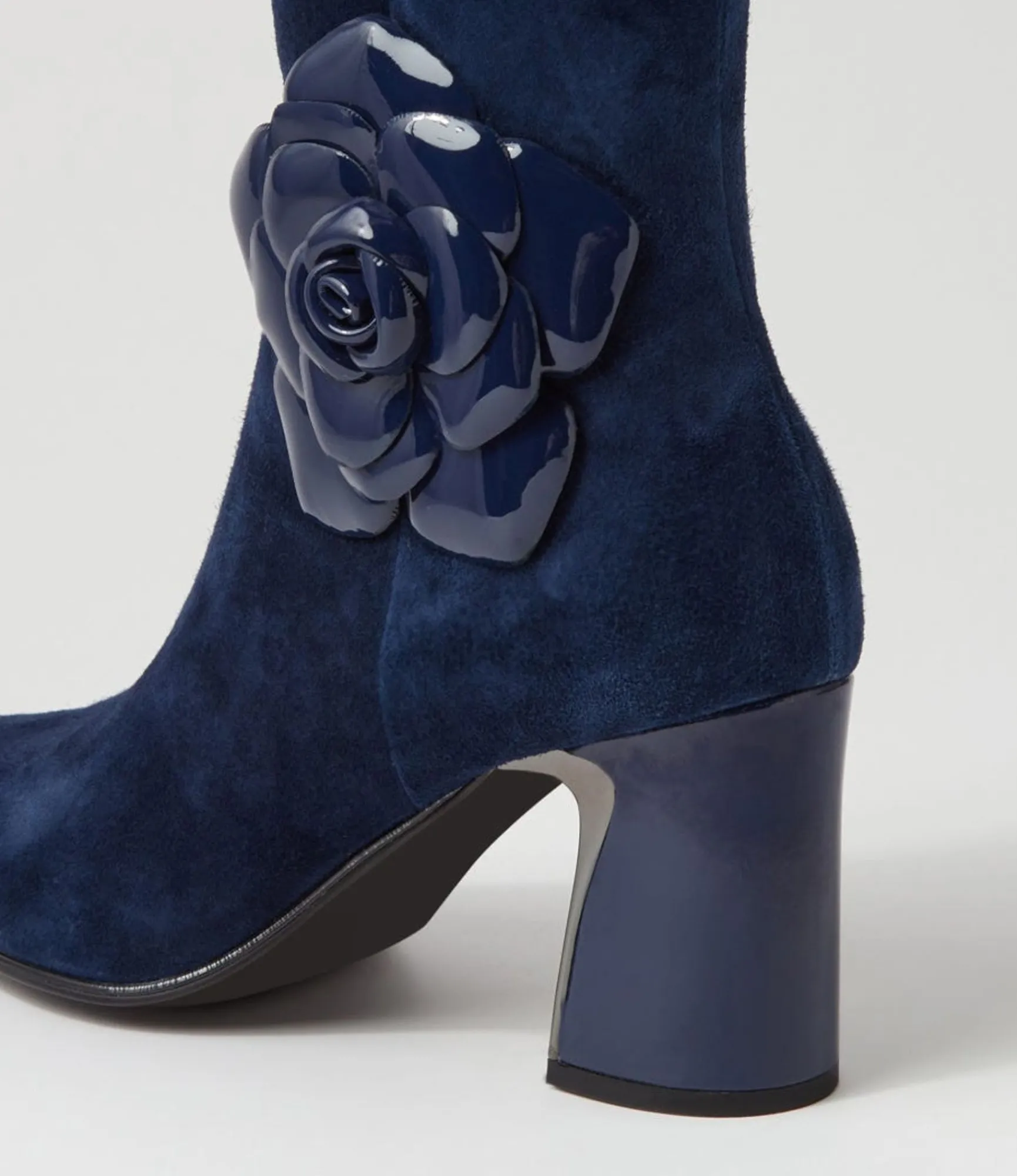 Clearance Midas Shoes Krysha Navy Suede Patent Ankle Boots