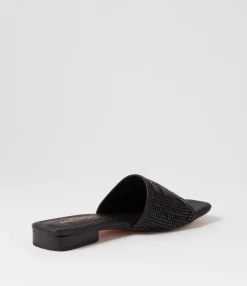Best Sale Midas Shoes Kyli Black Metal Leather Slides