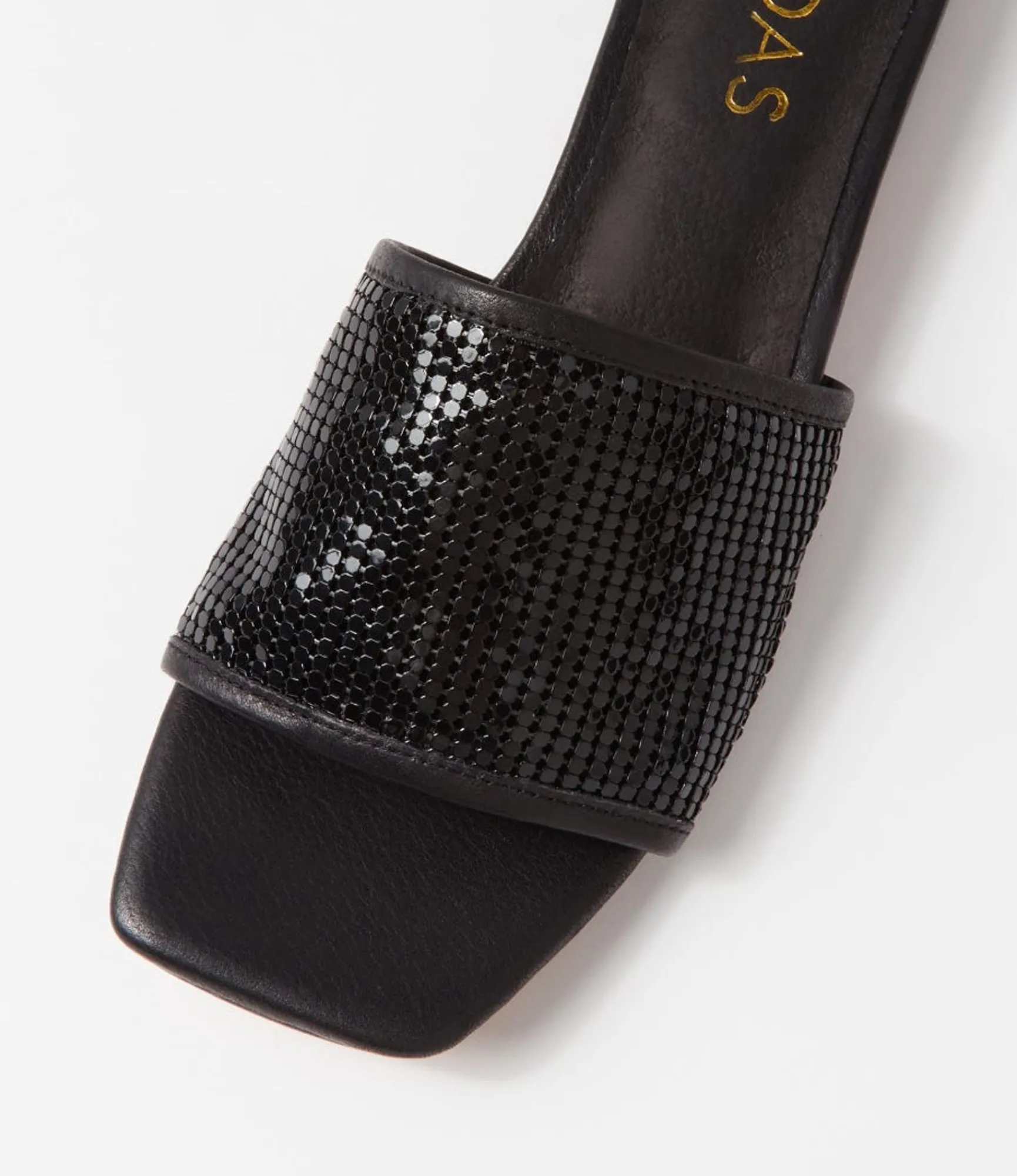 Best Sale Midas Shoes Kyli Black Metal Leather Slides