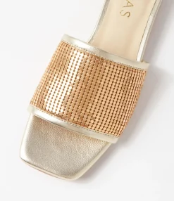 Discount Midas Shoes Kyli Gold Metal Leather Slides