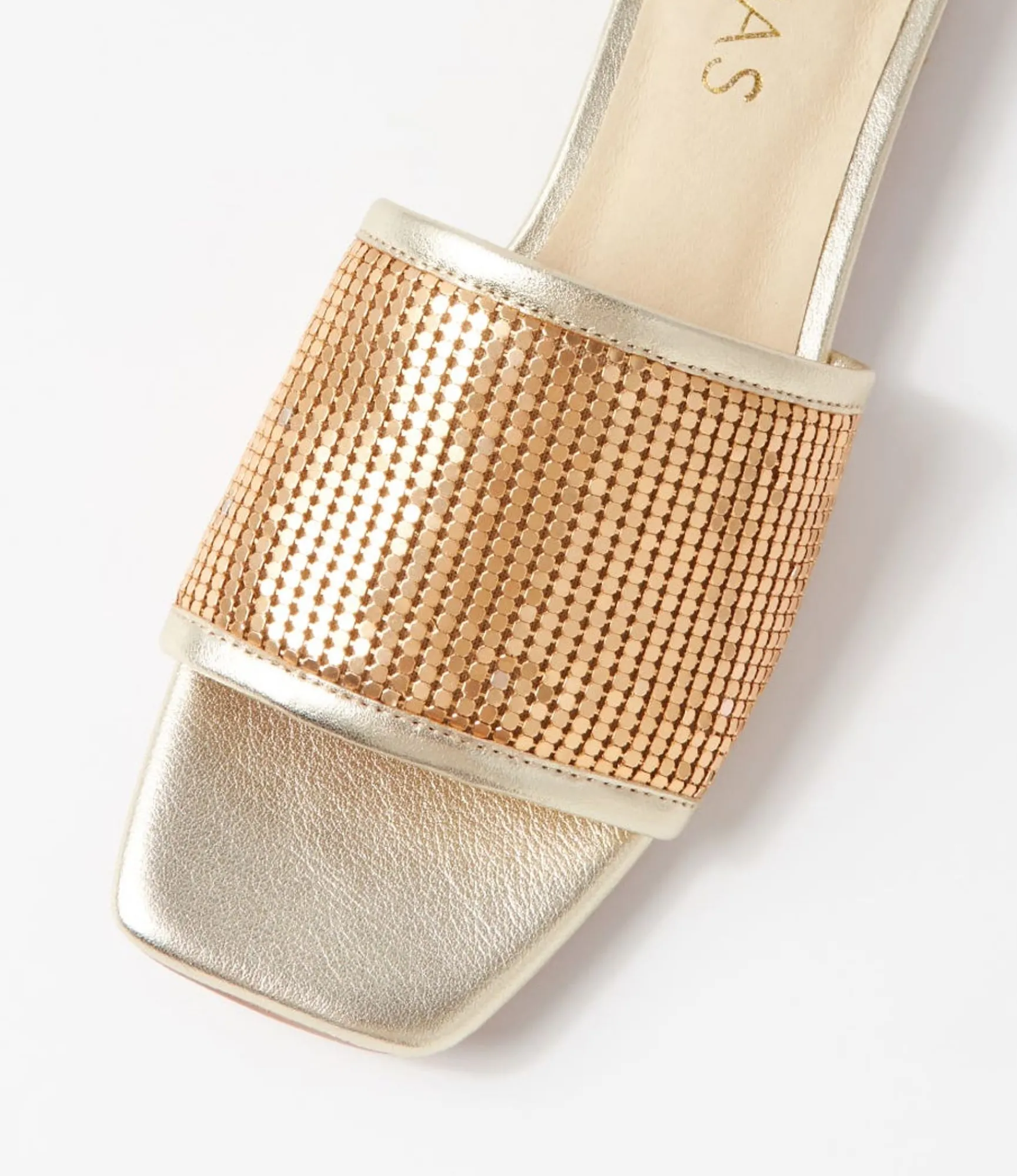 Discount Midas Shoes Kyli Gold Metal Leather Slides