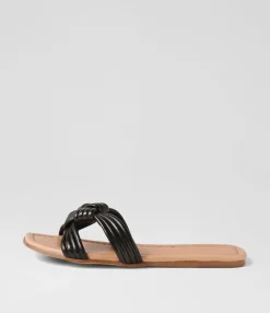 Best Midas Shoes Lacidy Black Leather Slides