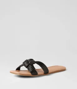 Best Midas Shoes Lacidy Black Leather Slides