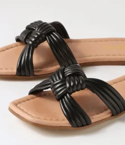 Best Midas Shoes Lacidy Black Leather Slides