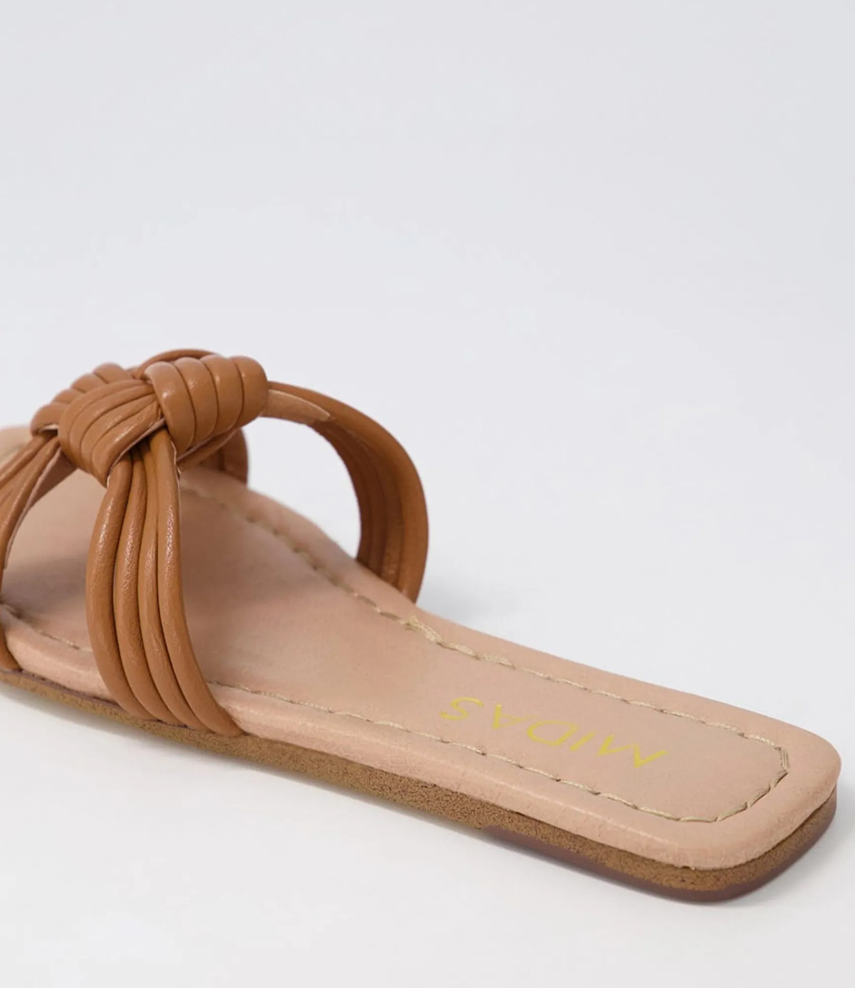 Online Midas Shoes Lacidy Dark Tan Leather Slides