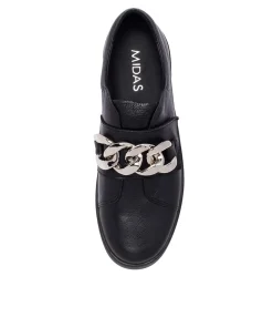 Online Midas Shoes Laia Black Leather Sneakers Bs